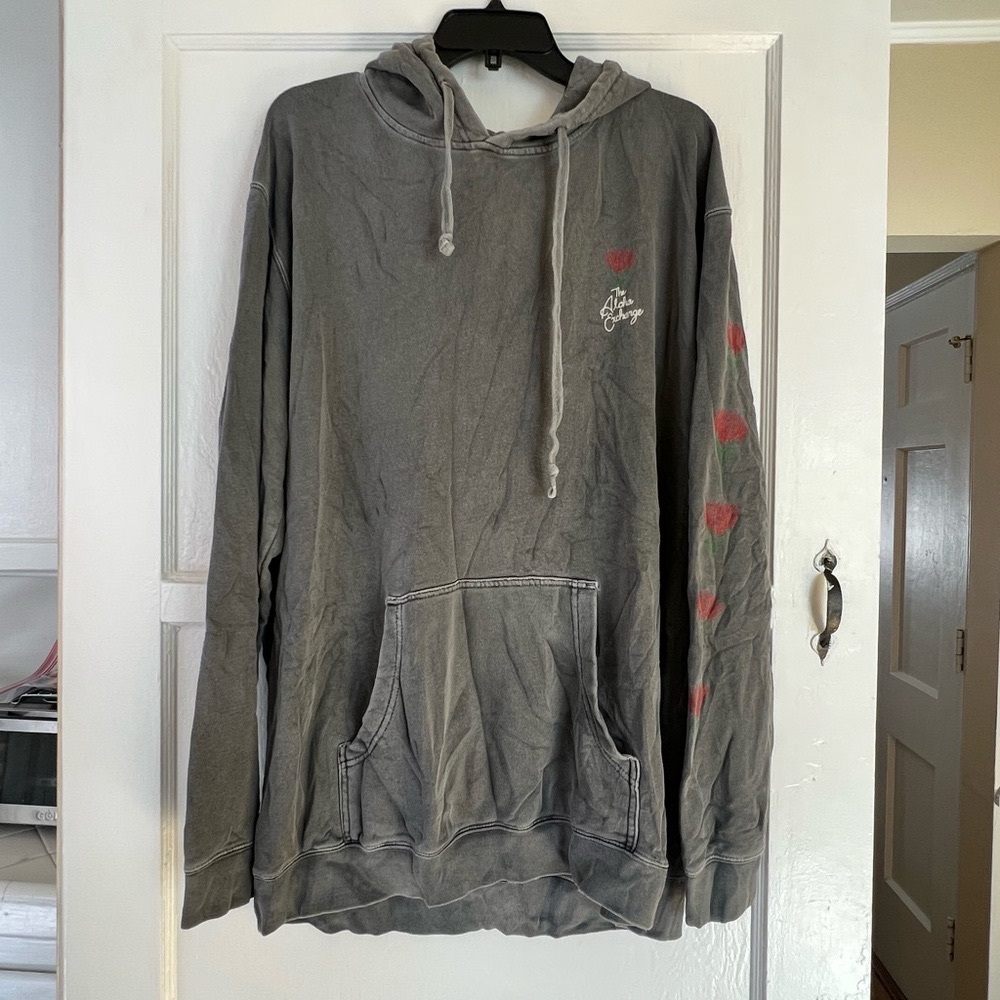 Aloha Xchng men’s 2xl hoodie - grey with red ohi’a on arm